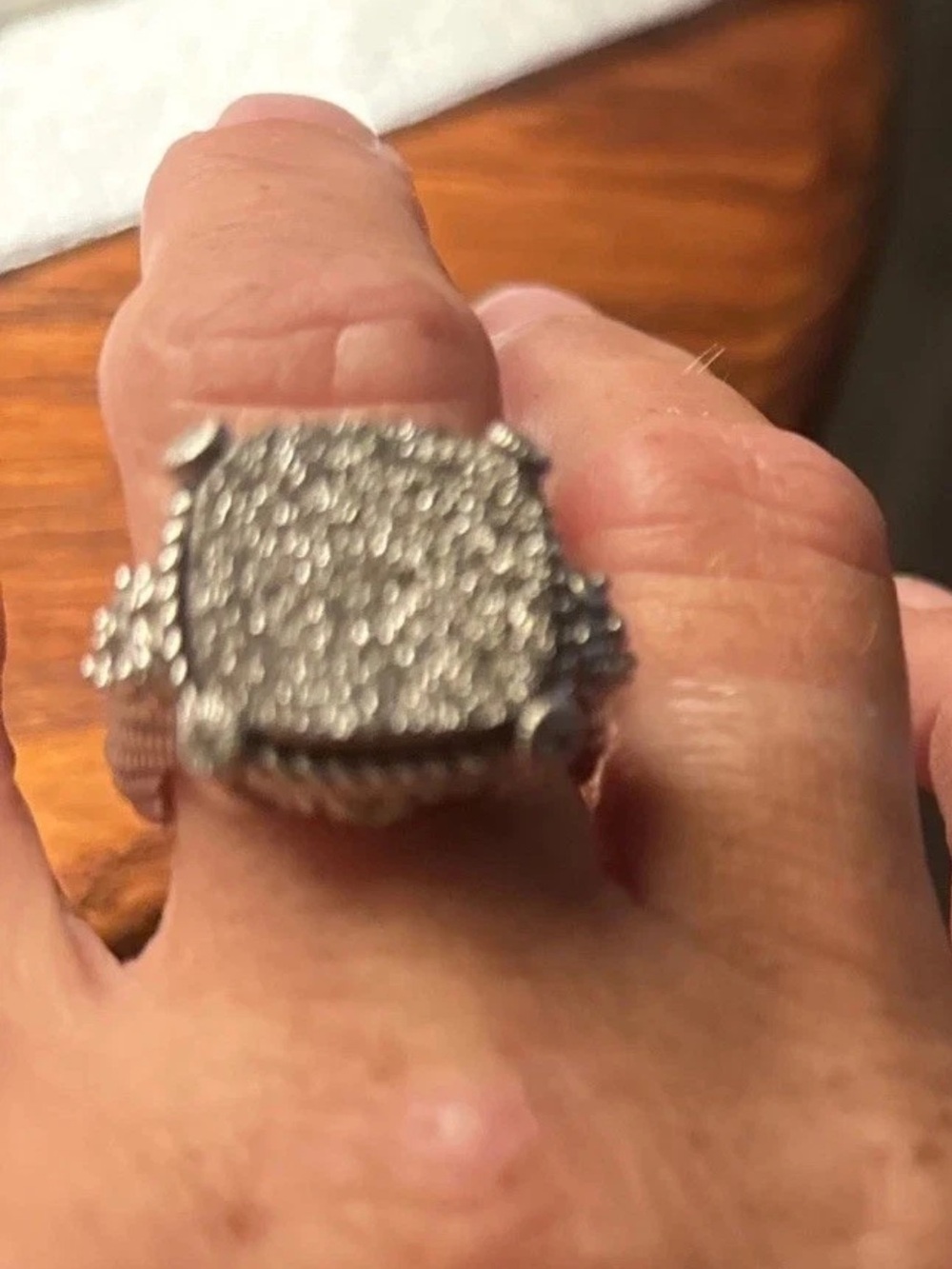 Judith Ripka Silver-Tone Drusy cubic zirconium Statement Ring Sz 8